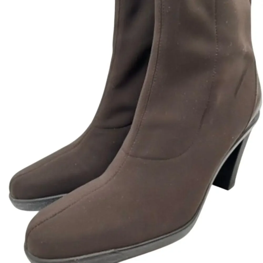 Donald J Pliner repe Elastic Mid Calf Boots Size 9 Brown Heeled Italy Designer